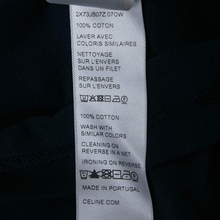 Pre Owned Celine Navy Blue Logo Embroidered Cotton Camisole S