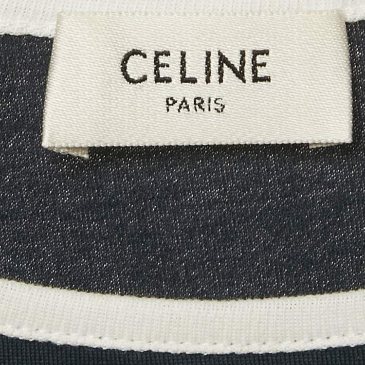 Pre Owned Celine Navy Blue Logo Embroidered Cotton Camisole S