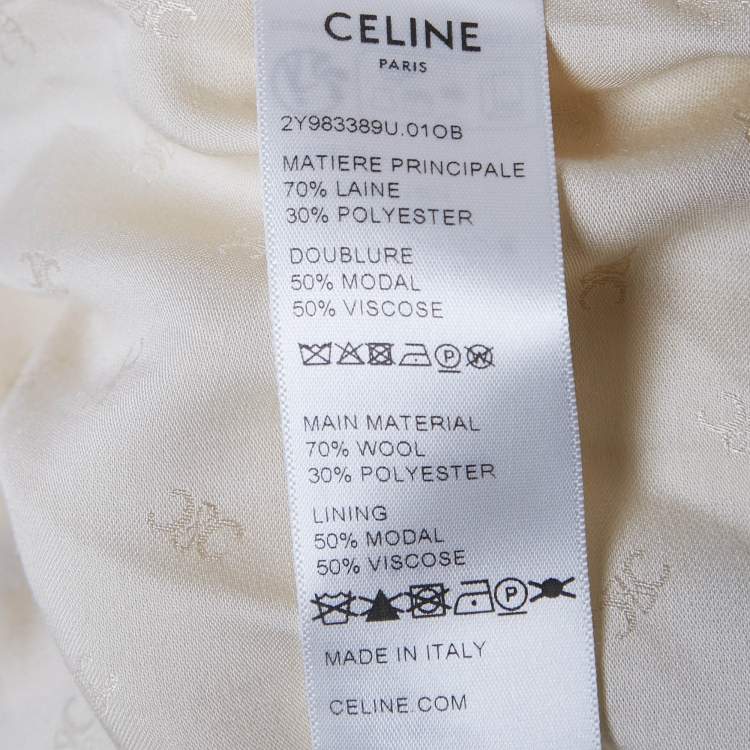Pre Owned Celine White Triomphe Monogram Fleece Jacket XS