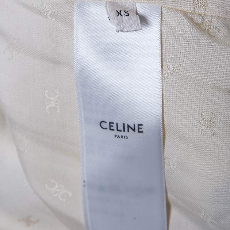 Pre Owned Celine White Triomphe Monogram Fleece Jacket XS