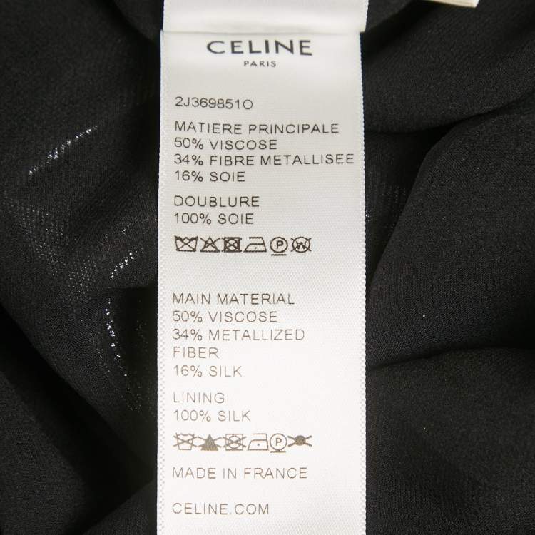 Pre Owned Celine Silver Lamé Plisse Midi Skirt M