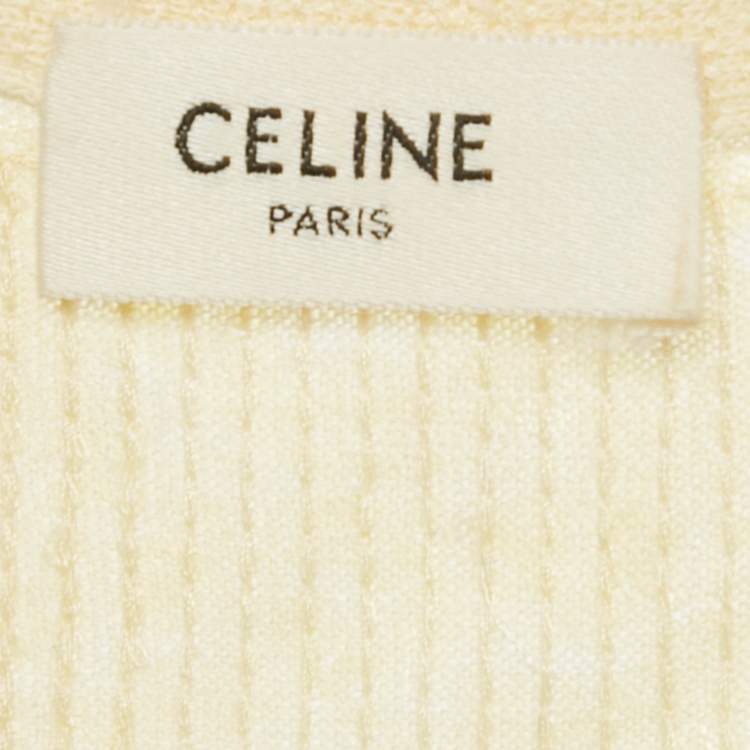 Pre Owned Celine Yellow Sequin Tank Top S