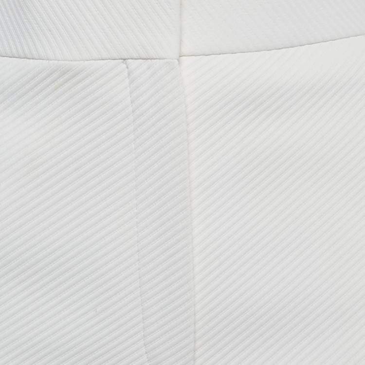 Pre Owned Celine White Gabardine Wide-Leg Trousers M