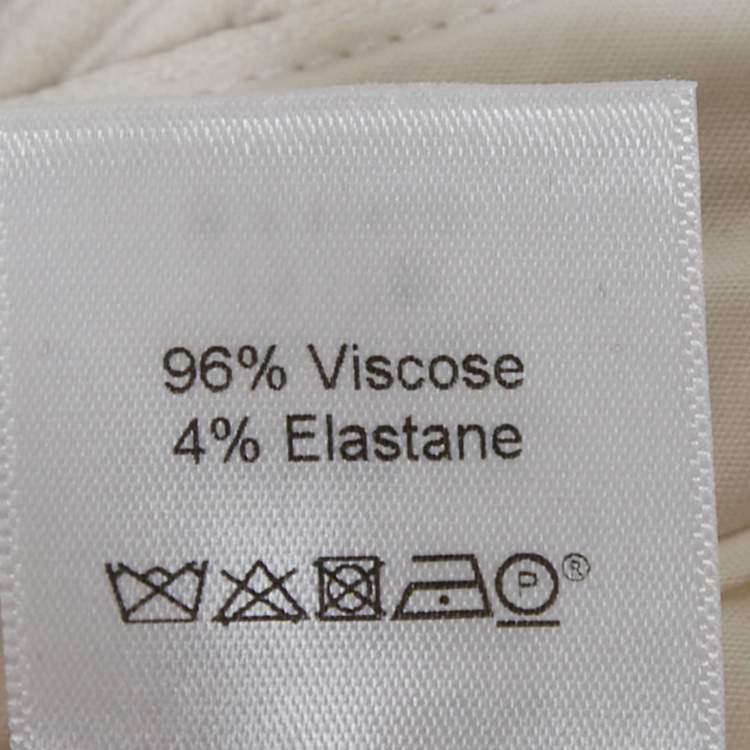 Pre Owned Celine White Gabardine Wide-Leg Trousers M