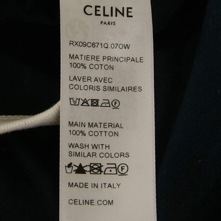 Pre Owned Celine Navy Blue Blason 70's Printed Cotton Knit T-Shirt L