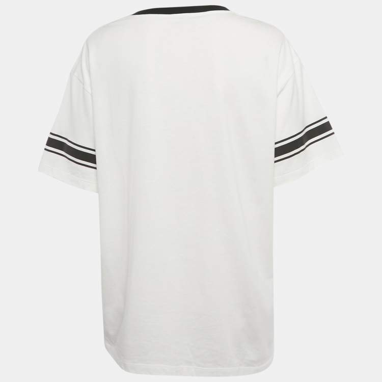 Pre Owned Celine White Logo Print Triomphe T-Shirt L