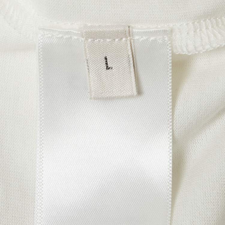 Pre Owned Celine White Logo Print Triomphe T-Shirt L