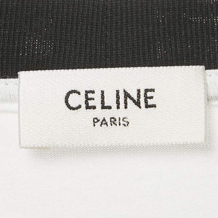 Pre Owned Celine White Logo Print Triomphe T-Shirt L
