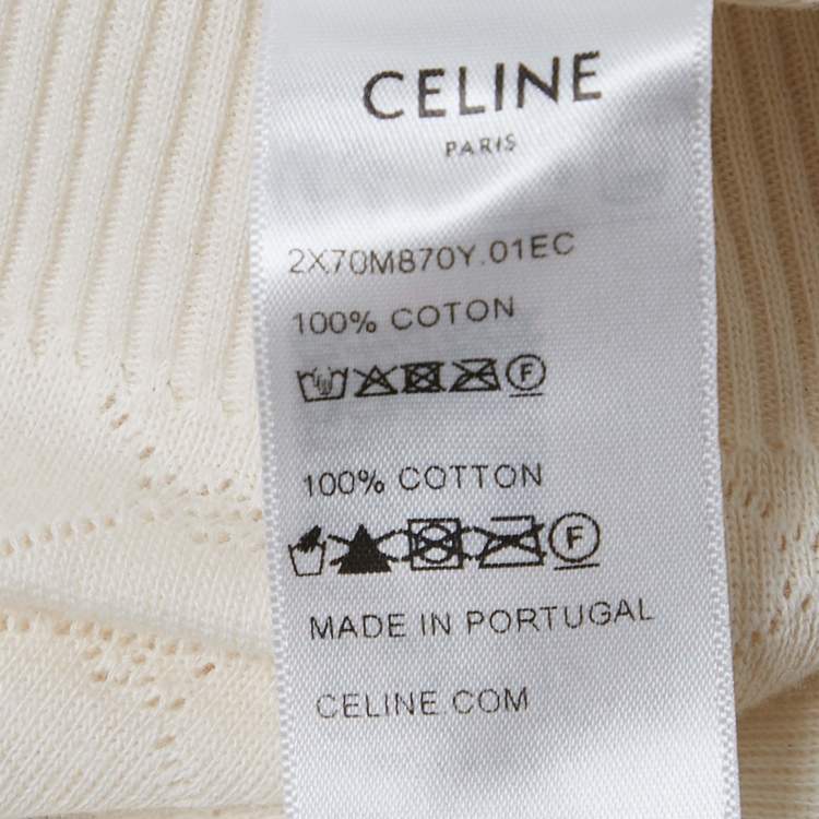 Pre Owned Celine Cream Perforated Knit Top S