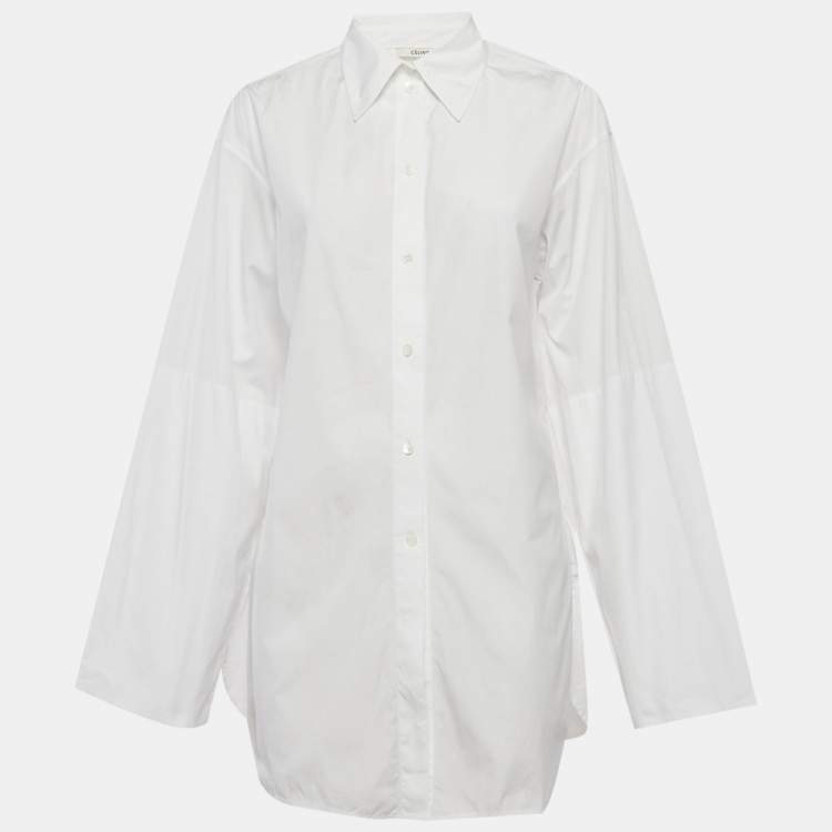 Pre Owned Celine White Cotton Long Sleeve Shirt M