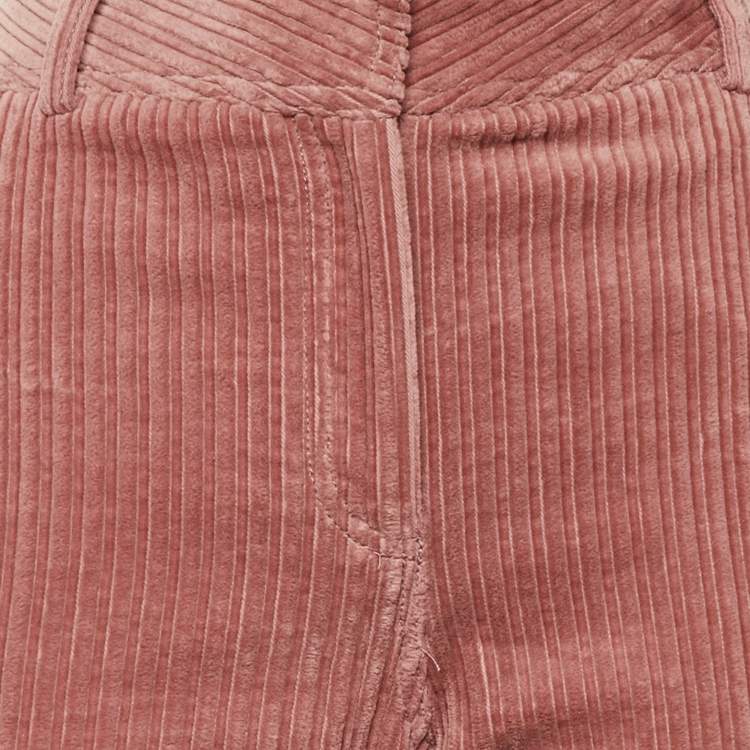 Pre Owned Celine Pink Velvet Wide Leg Trousers M