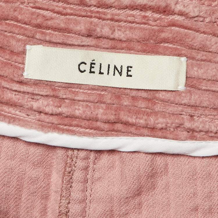 Pre Owned Celine Pink Velvet Wide Leg Trousers M