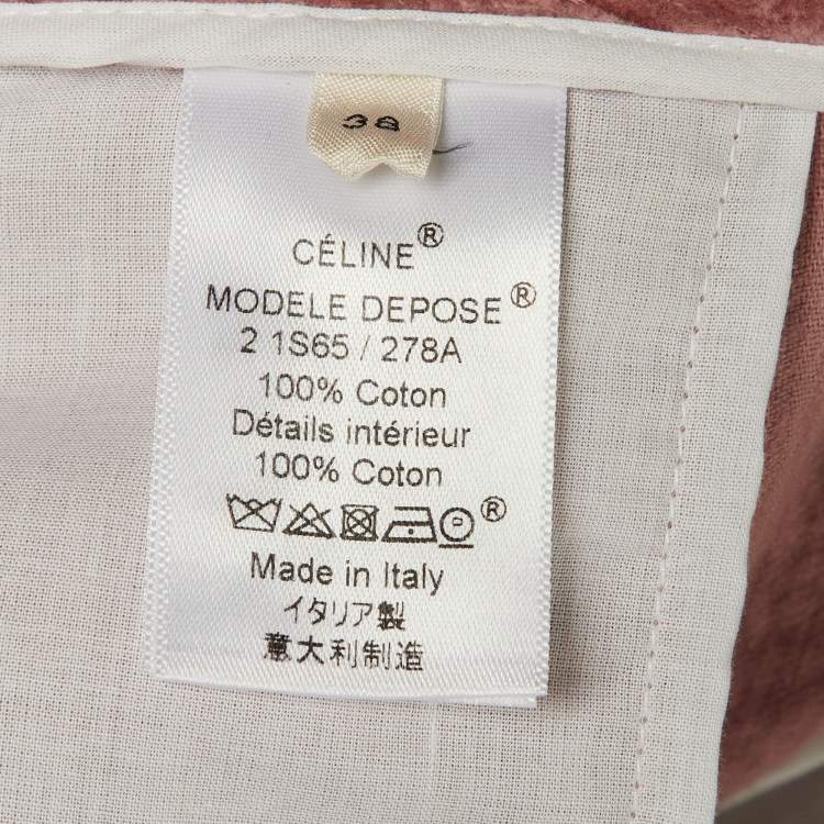 Pre Owned Celine Pink Velvet Wide Leg Trousers M