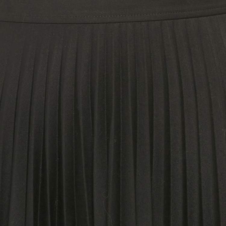 Pre Owned Celine Black Wool Plisse Midi Dress M