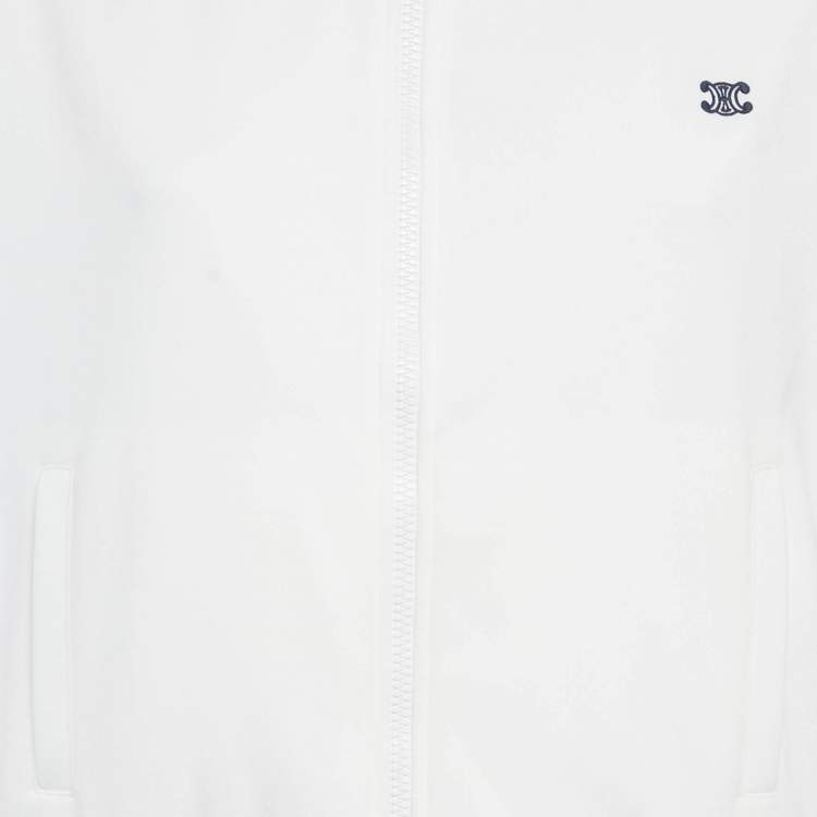 Pre Owned Celine White Triomphe Jersey Tracksuit M/L