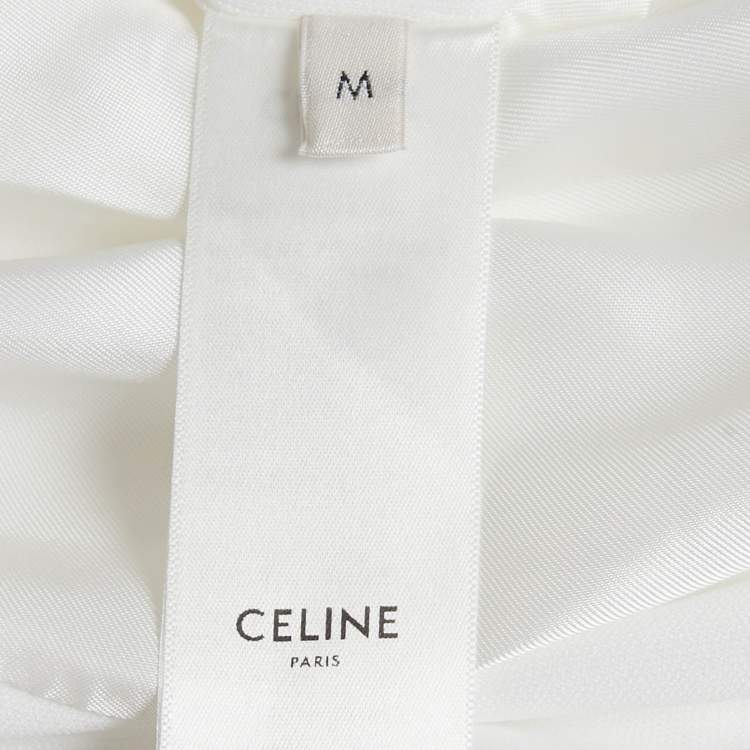 Pre Owned Celine White Triomphe Jersey Tracksuit M/L