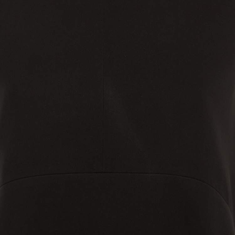 Pre Owned Celine Black Silk & Plisse Back Detail High Low Top M