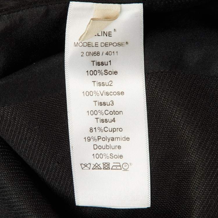 Pre Owned Celine Black Silk & Plisse Back Detail High Low Top M