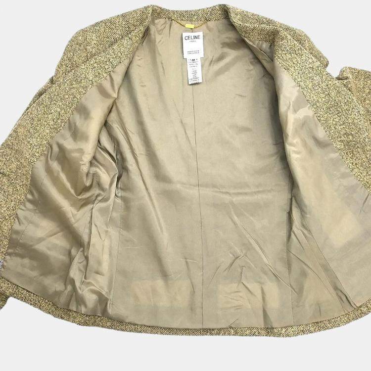Pre Owned Celine Setup Suit Jacket Skirt Beige M