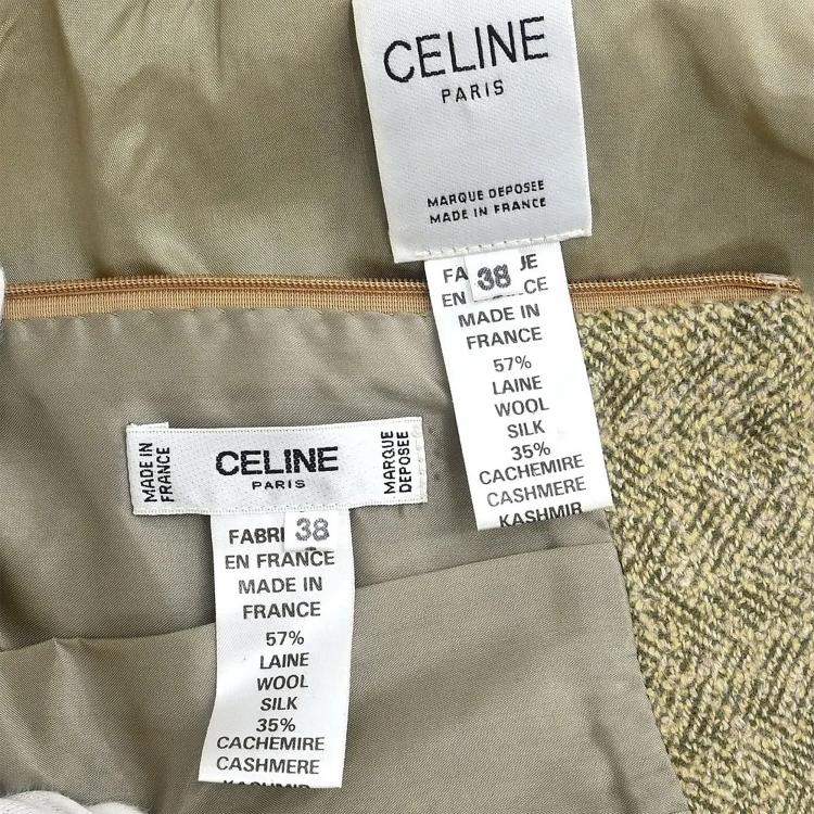 Pre Owned Celine Setup Suit Jacket Skirt Beige M