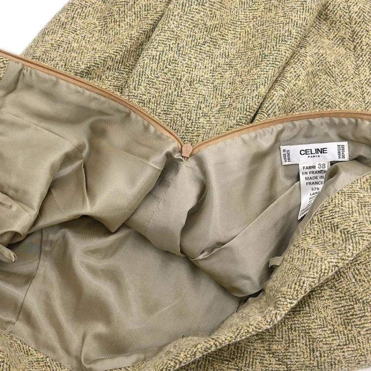 Pre Owned Celine Setup Suit Jacket Skirt Beige M