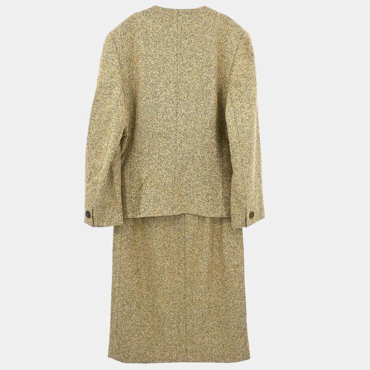 Pre Owned Celine Setup Suit Jacket Skirt Beige M