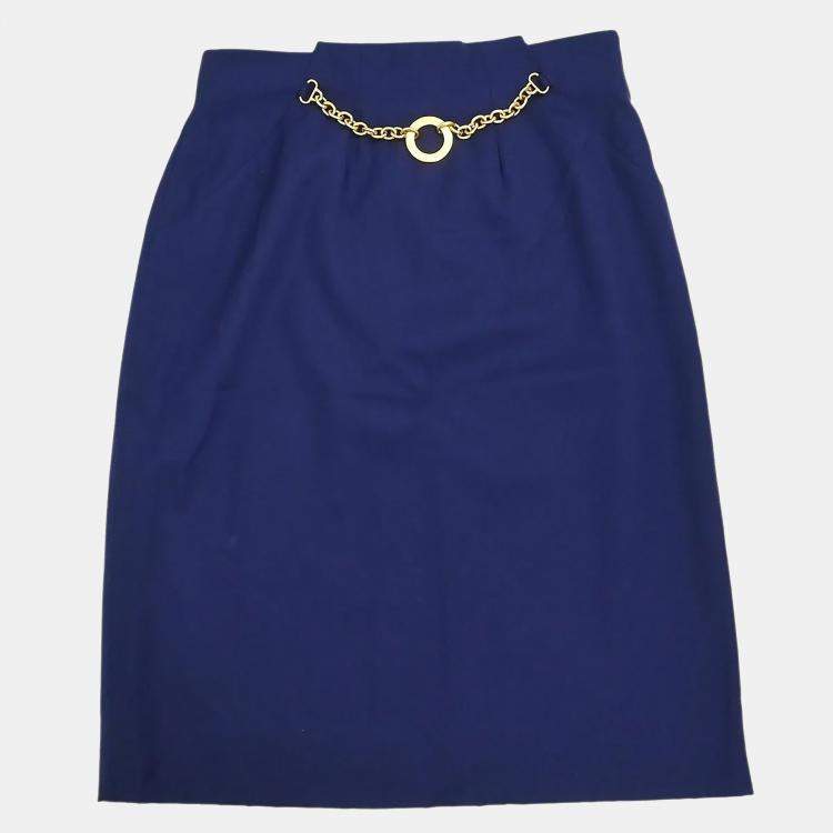 Pre Owned Celine Setup Suit Jacket Skirt Navy L
