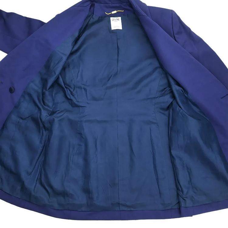 Pre Owned Celine Setup Suit Jacket Skirt Navy L