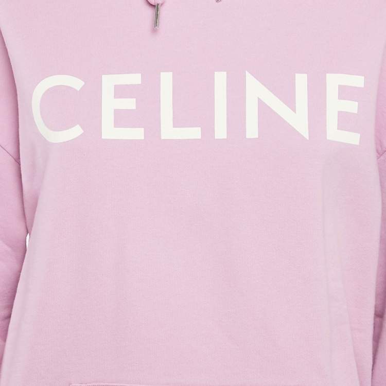 Pre Owned Celine Pink Logo Print Cotton Hoodie S
