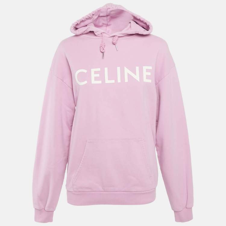 Pre Owned Celine Pink Logo Print Cotton Hoodie S