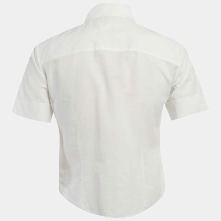 Pre Owned Celine White Cotton Short Sleeve Chelsea Shirt S