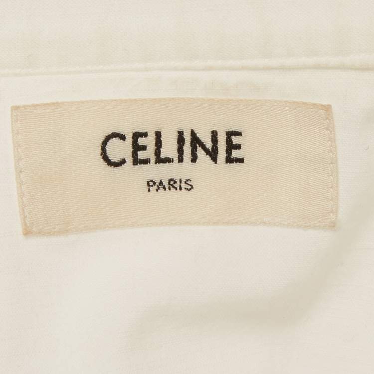 Pre Owned Celine White Cotton Short Sleeve Chelsea Shirt S
