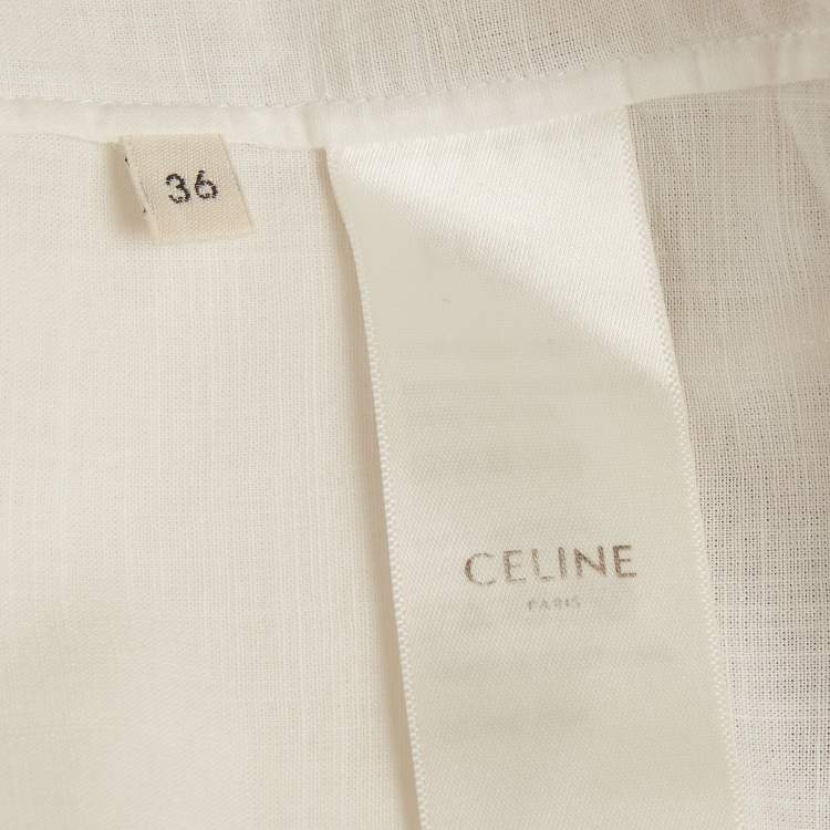 Pre Owned Celine White Cotton Short Sleeve Chelsea Shirt S
