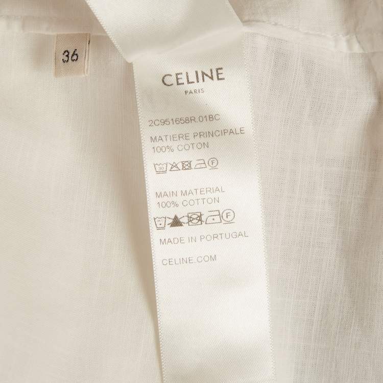 Pre Owned Celine White Cotton Short Sleeve Chelsea Shirt S