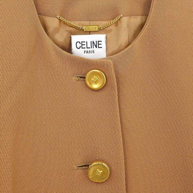 Pre Owned Celine Setup Suit Jacket Skirt Brown S