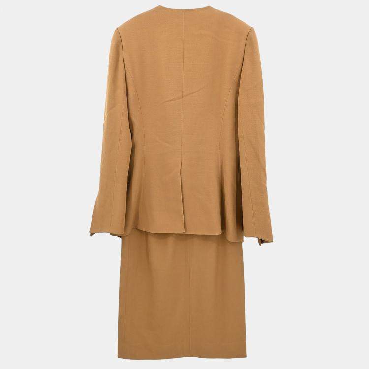 Pre Owned Celine Setup Suit Jacket Skirt Brown S