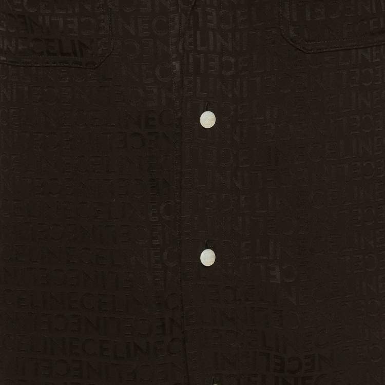 Pre Owned Celine Black Monogram Silk Short Sleeve Shirt M