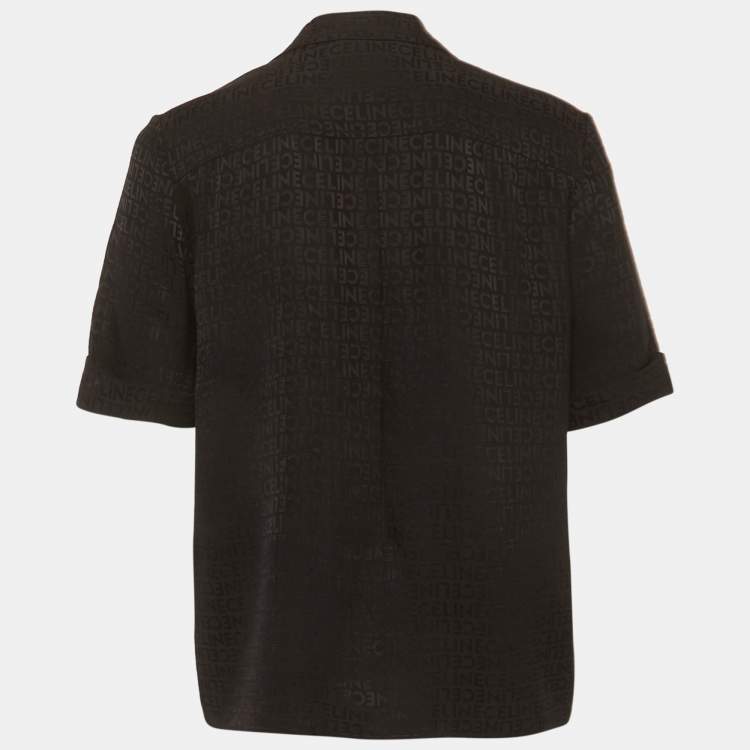 Pre Owned Celine Black Monogram Silk Short Sleeve Shirt M