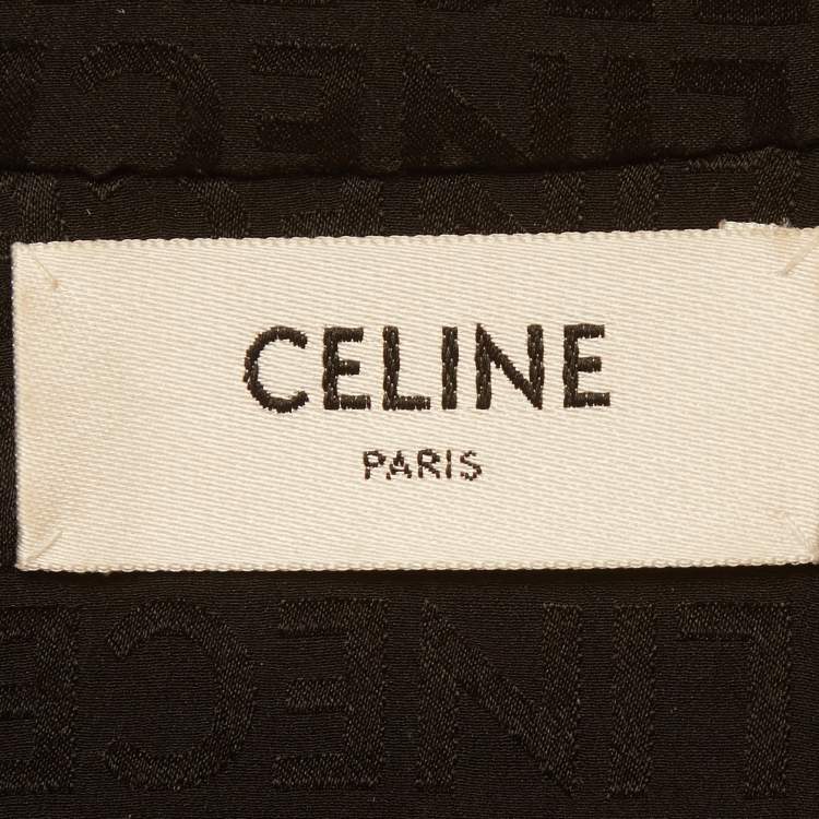 Pre Owned Celine Black Monogram Silk Short Sleeve Shirt M