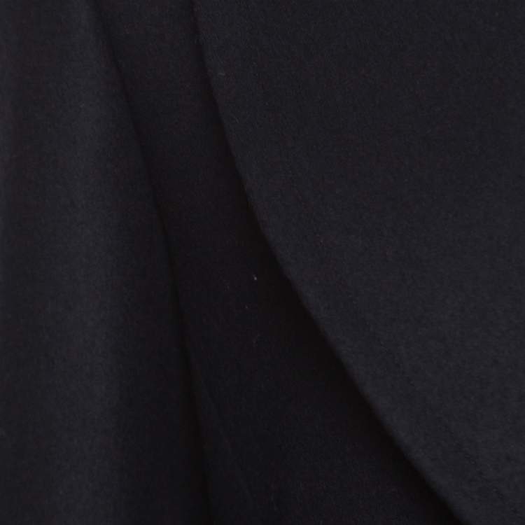 مملوكة مسبقًا Celine Navy Blue Wool Buckle Detail Draped Long Coat L