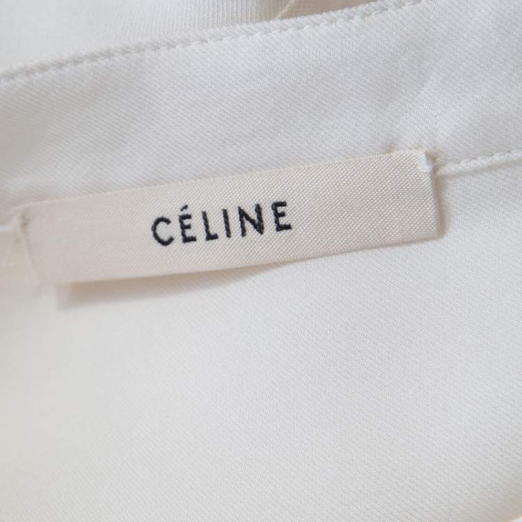 Pre Owned Celine White Silk Button Front Loose Fit Shirt M