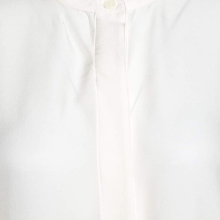 Pre Owned Celine White Silk Button Front Loose Fit Shirt M
