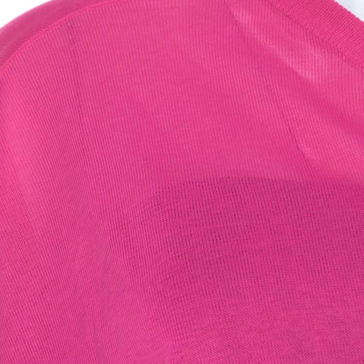 Pre Owned Celine Hot Pink Ribbed Knit One Shoulder Top M