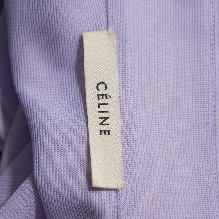 Pre Owned Celine Lavender Knit Button Front Short Sleeve Shirt S