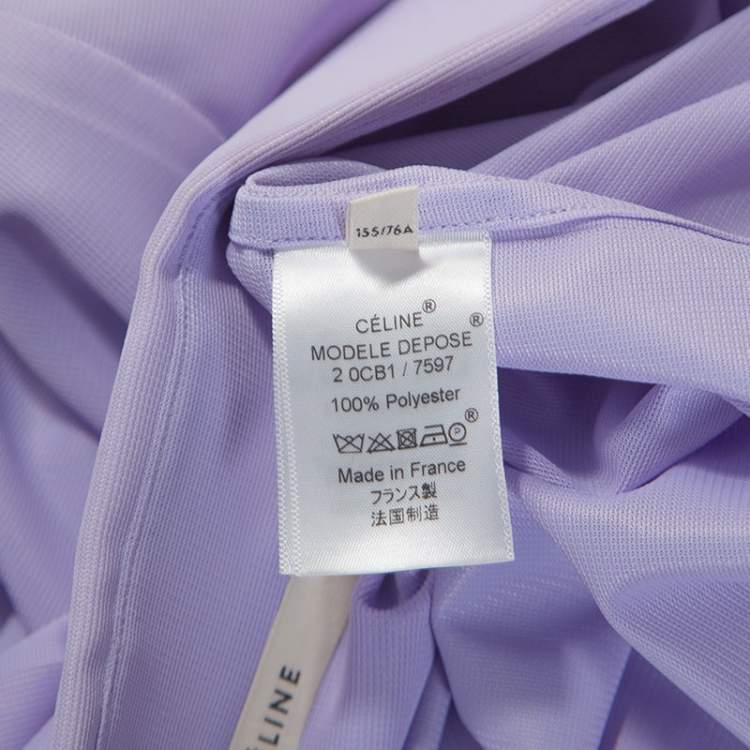 Pre Owned Celine Lavender Knit Button Front Short Sleeve Shirt S