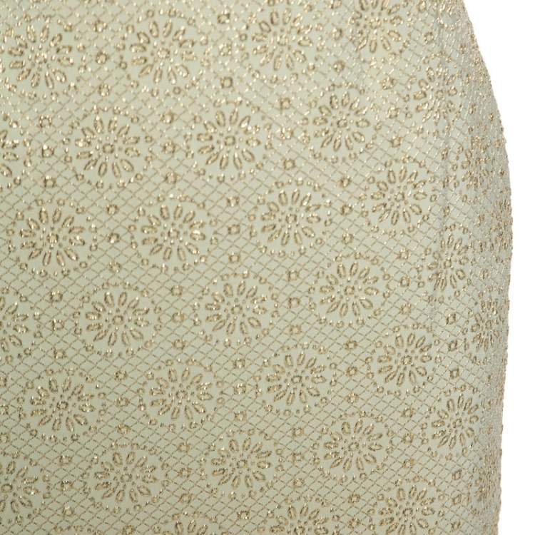 مملوكة مسبقًا Celine Yellow Stretch Embossed Lurex Jacquard Pencil Skirt S