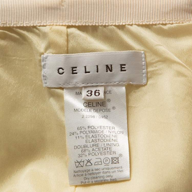 مملوكة مسبقًا Celine Yellow Stretch Embossed Lurex Jacquard Pencil Skirt S