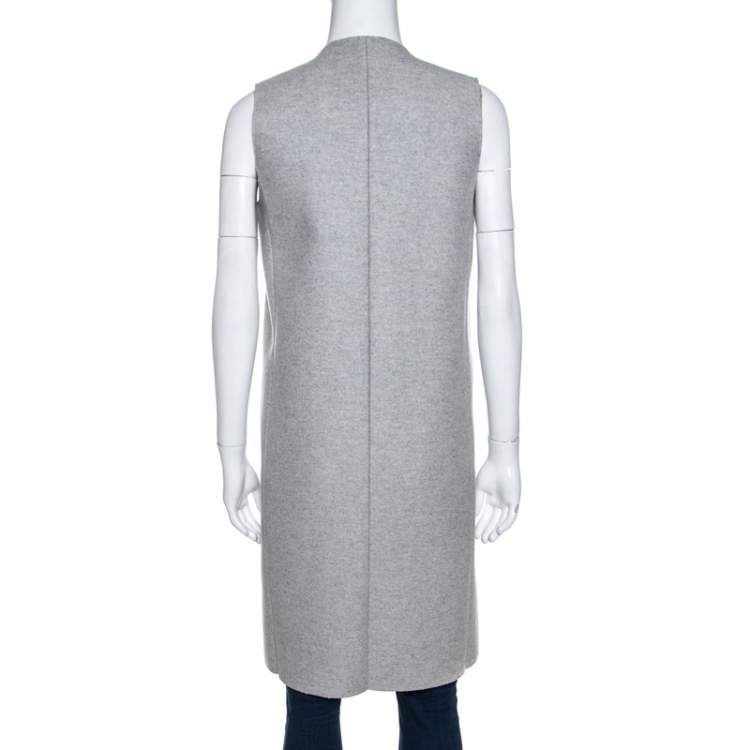 Pre Owned Celine Grey Felt Wool Sleeveless Structured Jacket M