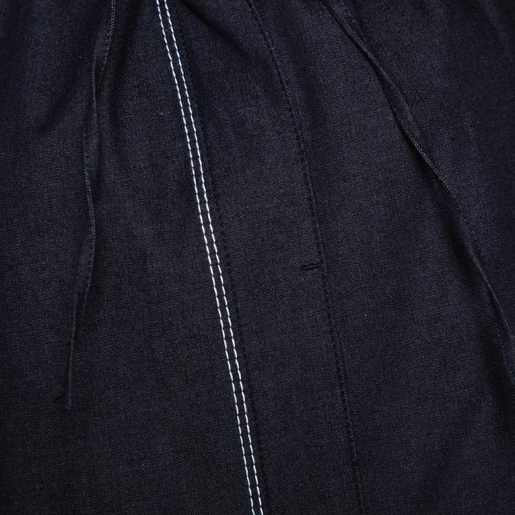 Pre Owned Celine Navy Blue Denim Button Front Tunic Jacket L