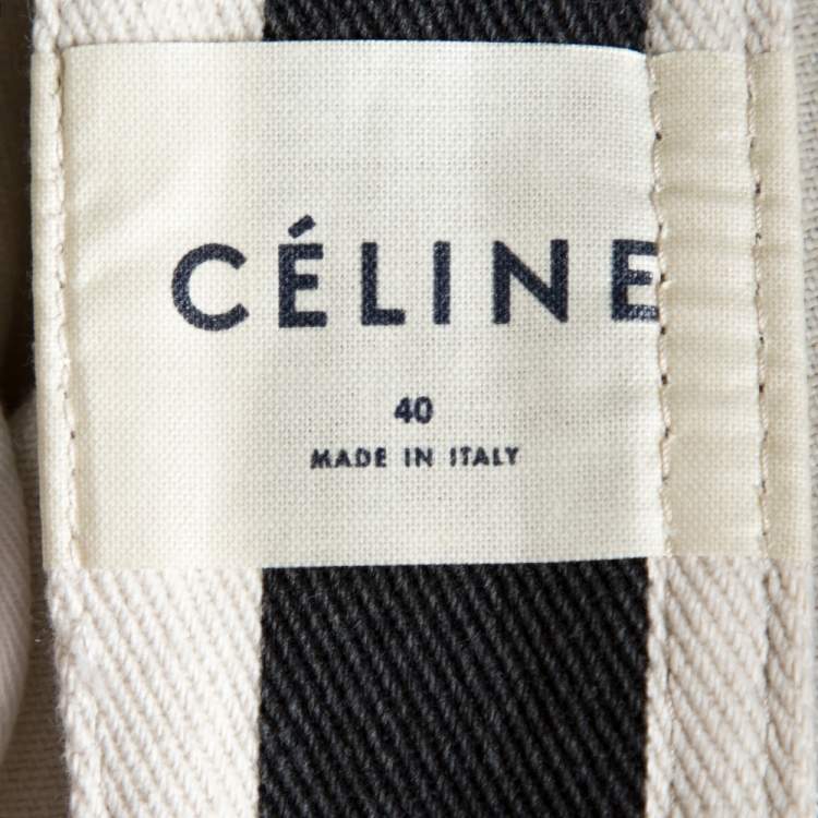 مملوكة مسبقًا Celine Black Striped Cotton Denim Cropped Pants M